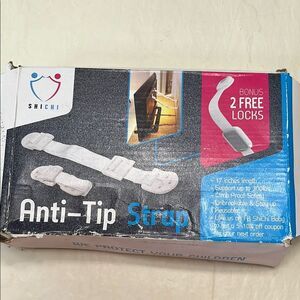 White Anti-Tip Strap with Bonus Locks